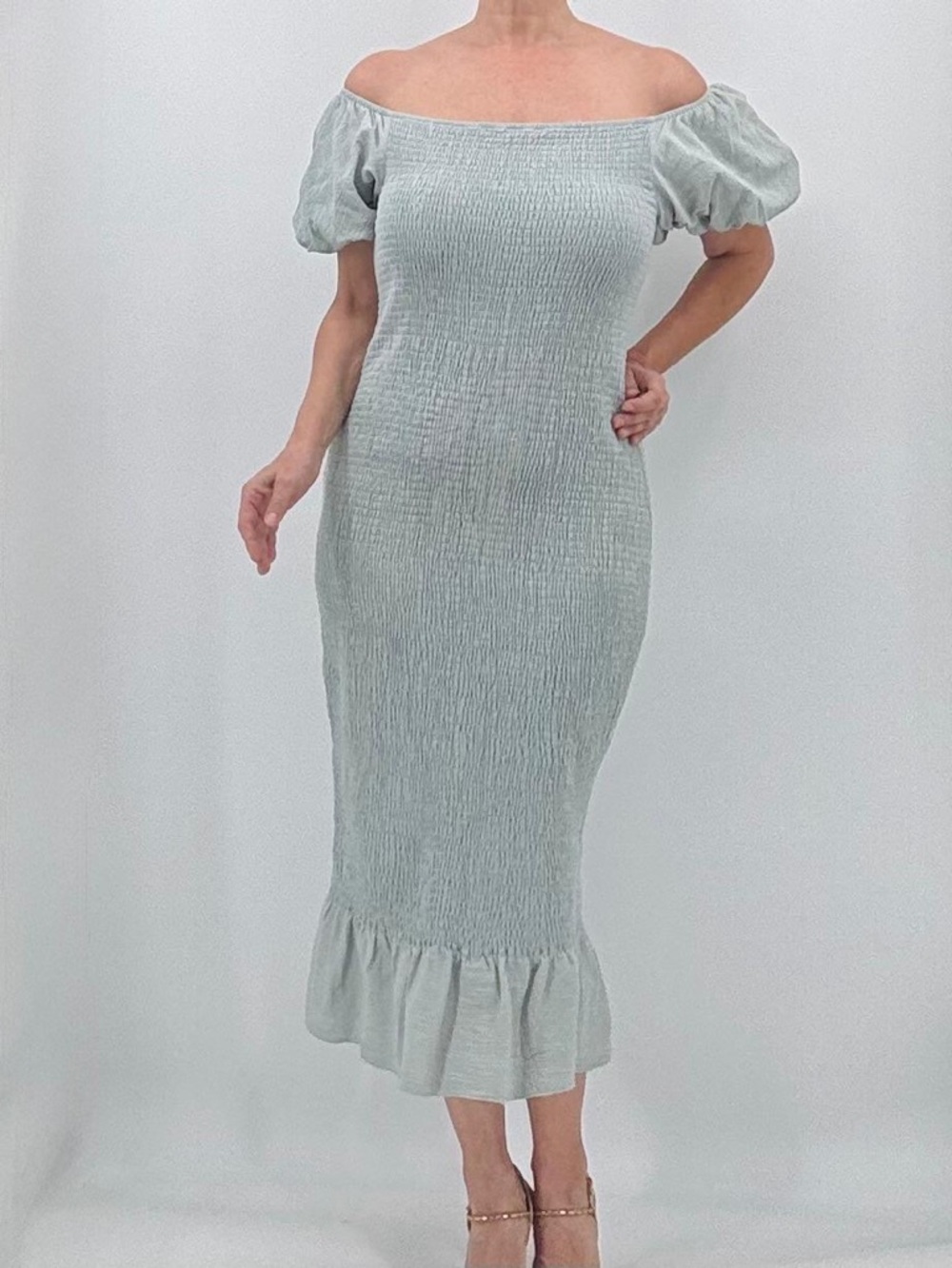 Baltic Born Alana Quiet Luxury Pastel Romantic Smocked Maternity Friendly Dress